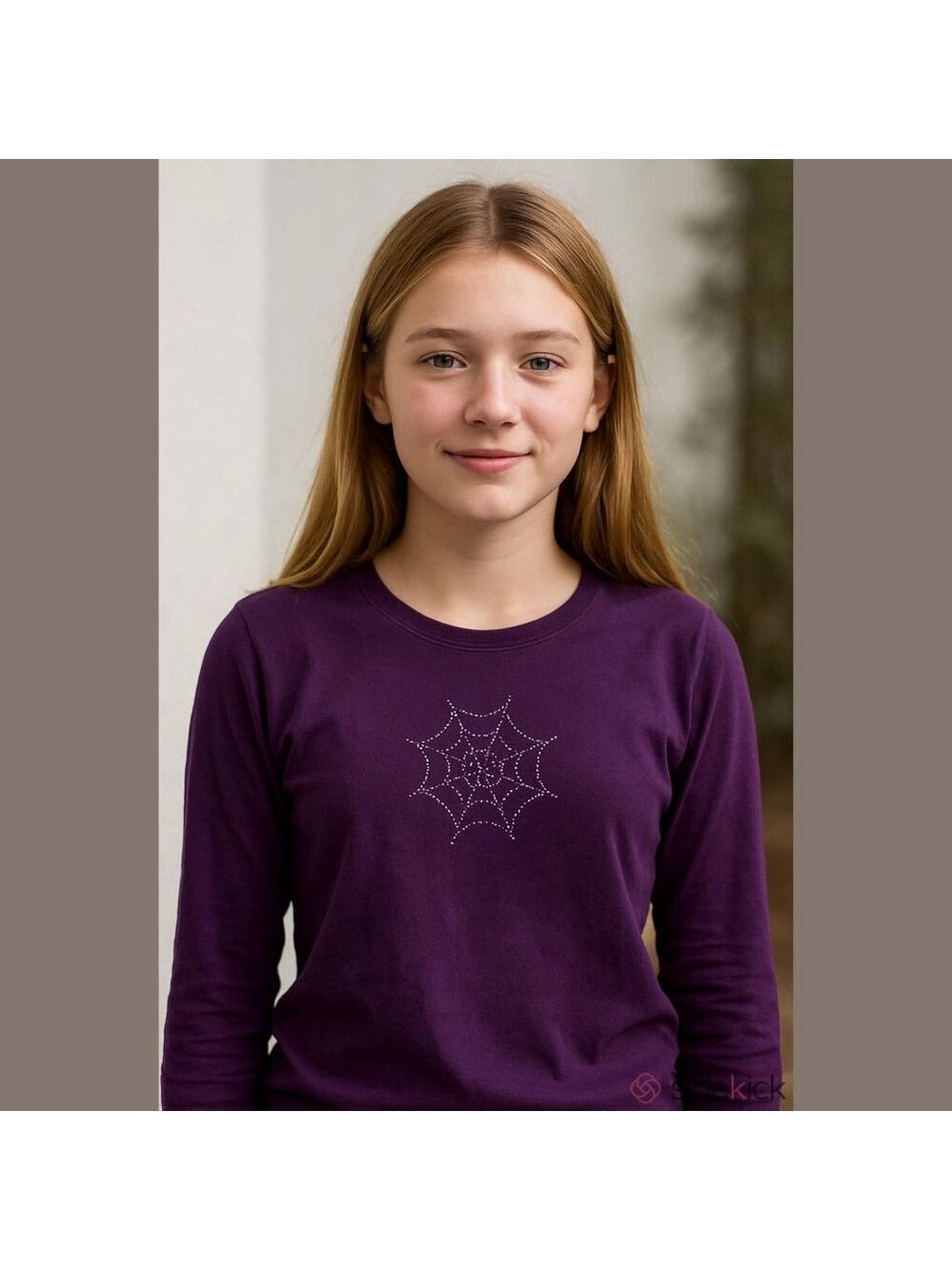 Spider Web Pattern Purple Long Sleeve Top S